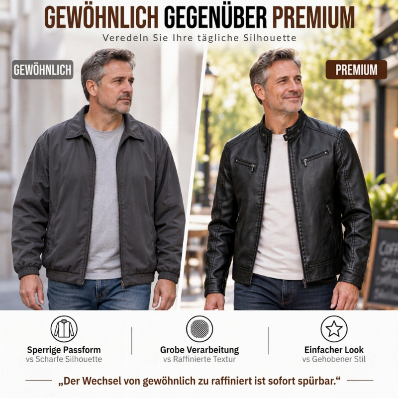 🌟Über 10.000 positive Bewertungen!🌟 Stylische Stehkragen-PU-Lederjacke für Herren
