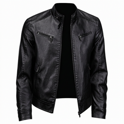 🌟Über 10.000 positive Bewertungen!🌟 Stylische Stehkragen-PU-Lederjacke für Herren