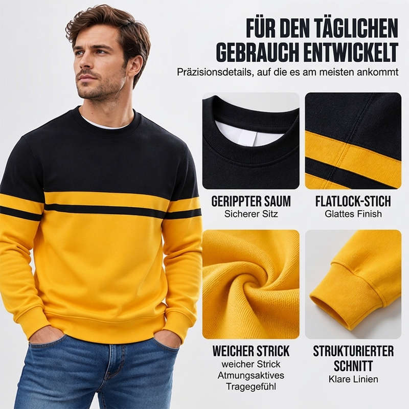 Lässiges Herren-Sweatshirt mit Rundhalsausschnitt und Color-Block-Design