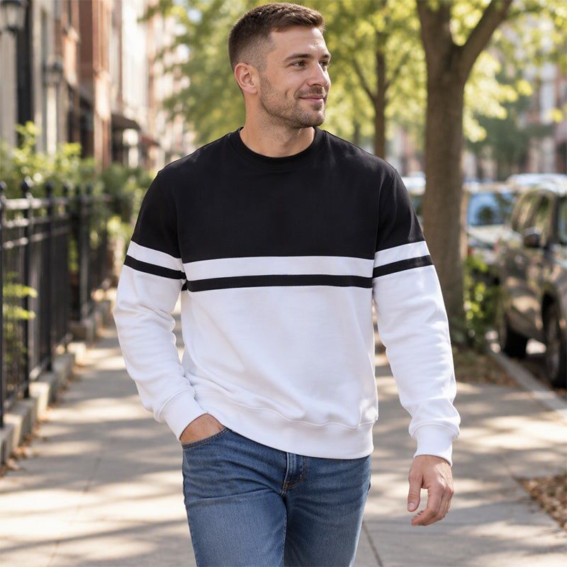 Lässiges Herren-Sweatshirt mit Rundhalsausschnitt und Color-Block-Design