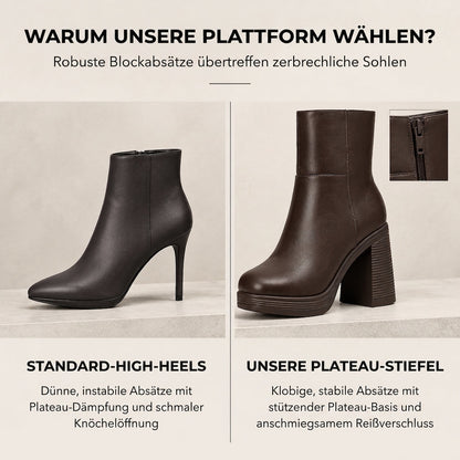 Warm gefütterte Plateaustiefeletten mit klobigem Absatz