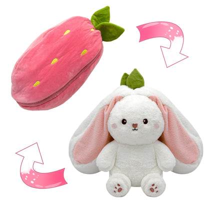 🍓🍓Strawberry Bunny Transformed into Little Rabbit🎀 Fruit Doll Plyšová hračka🐰🐰