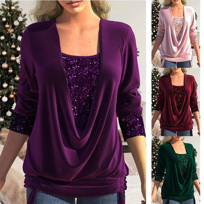 ❤️Falešný dvoudílný top s flitry a flitry s třpytivým efektem